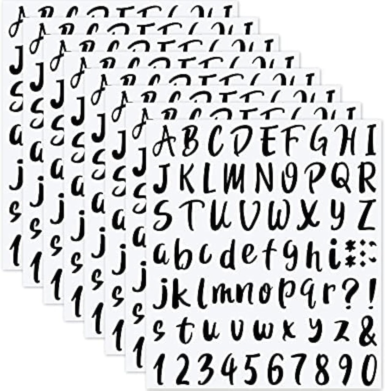 576 Pieces 8 Sheets Letters Stickers Self Adhesive Alphabet (Black) 8.66 x 7.48 x 0.04 inches